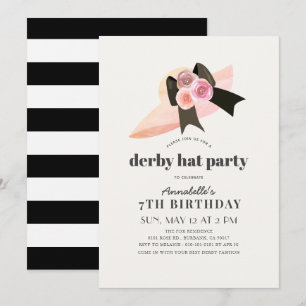 Roze Derby Pet Roos Girl Birthday Party Invitation Kaart
