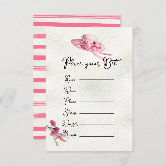 Roze Derby Pet Vrijgezellenfeest Wedden Kaarten (Voorkant / Achterkant)