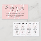 Roze Dermaplaning Nazorg Instructies Visitekaartje (Voorkant / Achterkant)