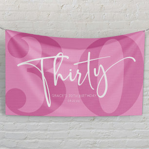 Roze Dertigste 30e Verjaardagsfeestje Spandoek