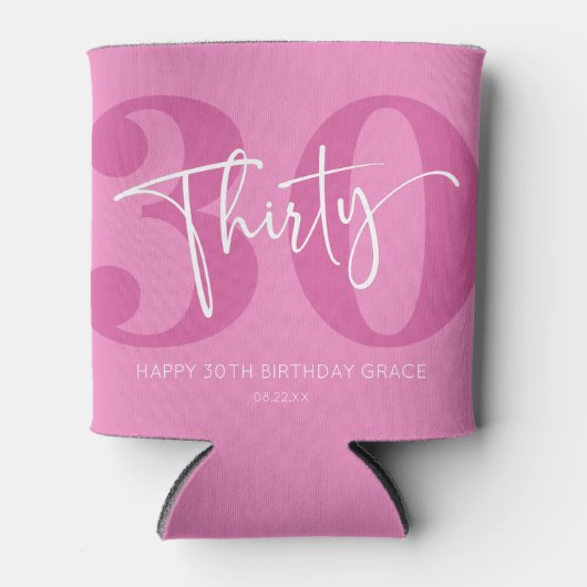 Roze Dertigste Dertigste Verjaardagsfeestgeschenk Blikjeskoeler (Voorkant)