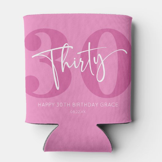 Roze Dertigste Dertigste Verjaardagsfeestgeschenk Blikjeskoeler (Achterkant)