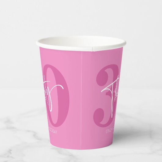 Roze Dertigste Dertigste Verjaardagsfeestje Papieren Bekers (Rechts)