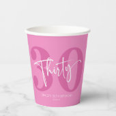Roze Dertigste Dertigste Verjaardagsfeestje Papieren Bekers (Voorkant)