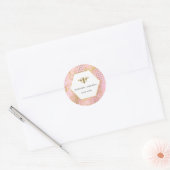 Roze Design Hexagon Bee logo Ronde Sticker (Envelop)