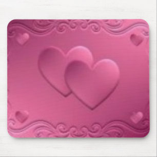 roze design met 2 harten muismat