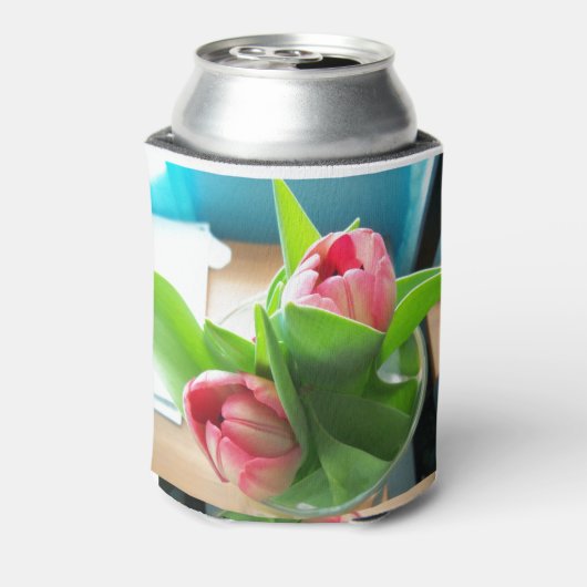 Roze desktoptulpen blikjeskoeler (Blikje Achterkant)