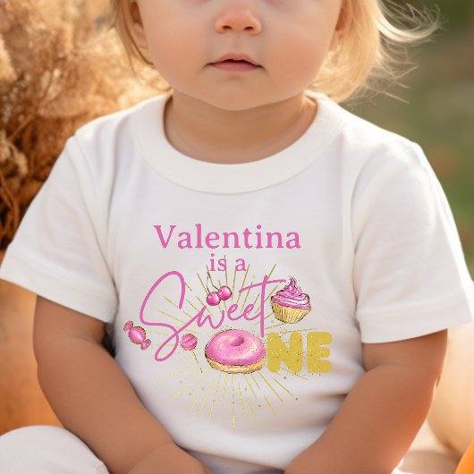 Roze desserts Zoete Eerste Verjaardagskleding voor Kinder Shirts
