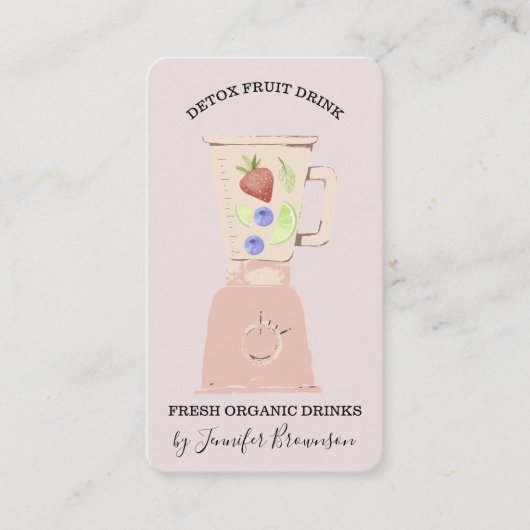 Roze Detox Fresh Fruits Drink Blender Visitekaartje (Voorkant)