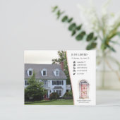 Roze Deur Aquarel Makelaar Briefkaart (Staand voorkant)