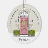 Roze deur Eerste Kerstmis in ons nieuwe huis Keramisch Ornament (Links)