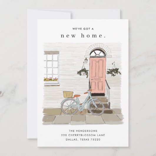 Roze deur geïllustreerde bewegende aankondiging (Voorkant)