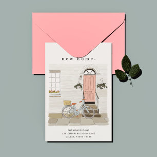 Roze deur geïllustreerde bewegende aankondiging