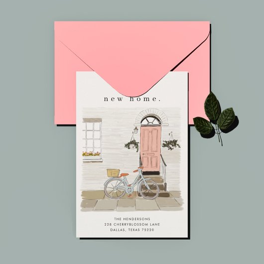 Roze deur geïllustreerde bewegende aankondiging