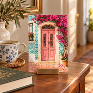 Roze deur in Lissabon Kunstprint Poster