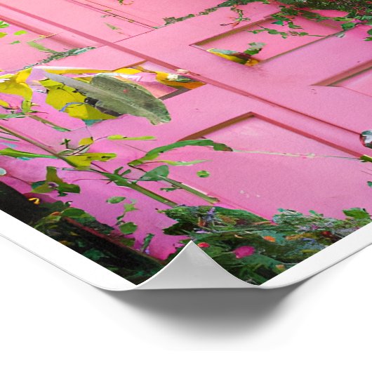 Roze deur met wijnstokken poster (Hoek)