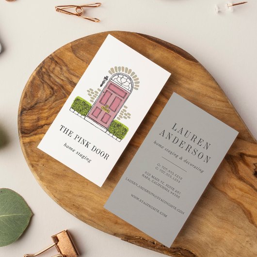 Roze deur | Stationair of intern ontwerp Visitekaartje