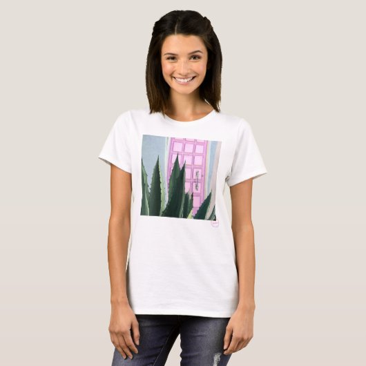 Roze deur t-shirt (Voorkant volledig)