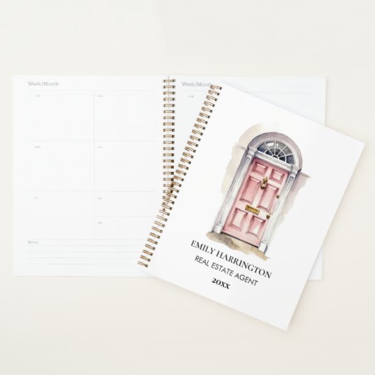 Roze Deur Watercolor Logo Makelaar Planner (Display)