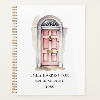 Roze Deur Watercolor Logo Makelaar Planner