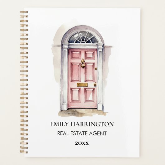 Roze Deur Watercolor Logo Makelaar Planner (Voorkant)