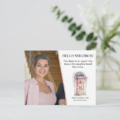 Roze deur waterverf Hallo makelaar Briefkaart (Staand voorkant)