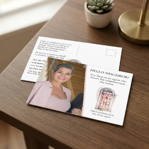 Roze deur waterverf Hallo makelaar Briefkaart