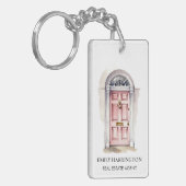 Roze deur waterverf logo vastgoedmakelaar sleutelhanger (Voorkant Links)