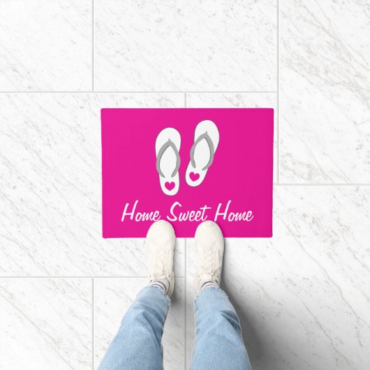 Roze deurmat met leuke strandteenslippers ontwerp (Binnen)