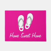 Roze deurmat met leuke strandteenslippers ontwerp (Voorkant)