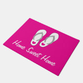 Roze deurmat met leuke strandteenslippers ontwerp (Schuin)