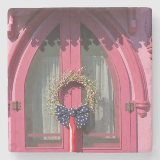 Roze deuropenbrood - Martha's wijntuin Stenen Onderzetter (Voorkant)