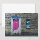 Roze deuruitnodiging kaart (Voorkant / Achterkant)