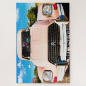 Roze Deux Chevaux,  franse auto. Legpuzzel (Verticaal)