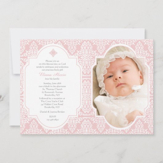 Roze Devotie Religieuze Foto Uitnodiging (Voorkant)