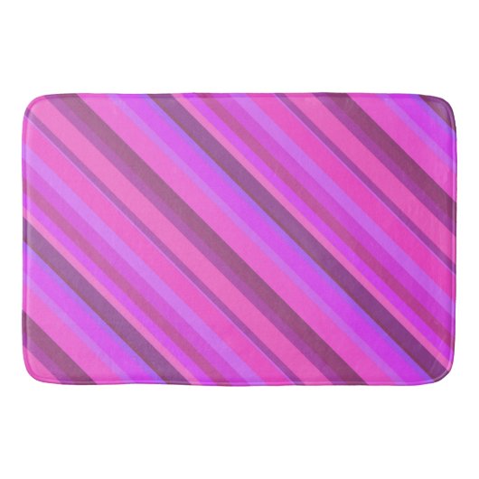 Roze diagonale strepen badmat (Voorkant)