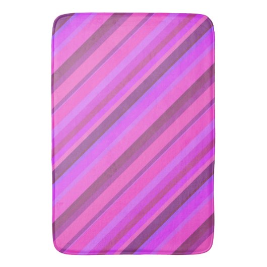 Roze diagonale strepen badmat (Voorkant Verticaal)