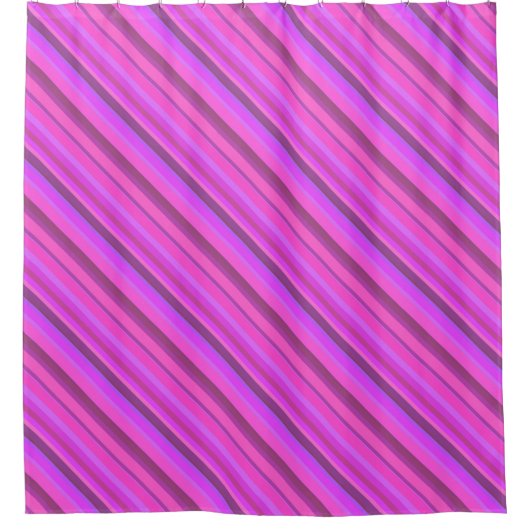 Roze diagonale strepen douchegordijn (Voorkant)