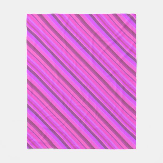 Roze diagonale strepen fleece deken (Voorkant)
