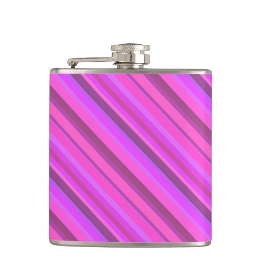 Roze diagonale strepen heupfles (Voorkant)