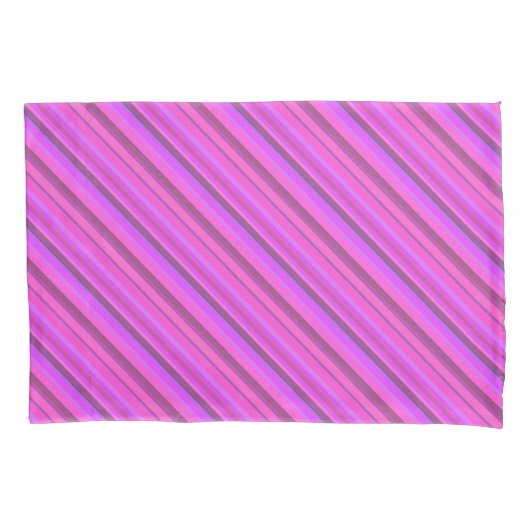 Roze diagonale strepen kussensloop (Voorkant)