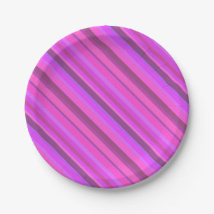 Roze diagonale strepen papieren bordje