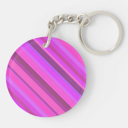 Roze diagonale strepen sleutelhanger (Achterkant)