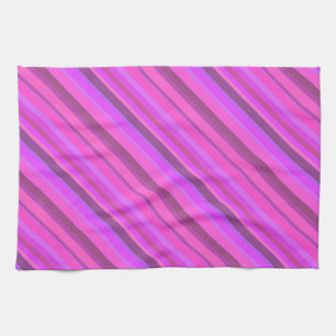 Roze diagonale strepen theedoek