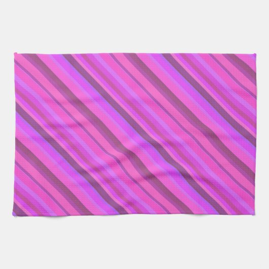 Roze diagonale strepen theedoek (Horizontaal)