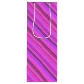 Roze diagonale strepen wijn cadeautas (Voorkant)