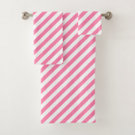 Roze diagonale stripteasdoekset bad handdoek