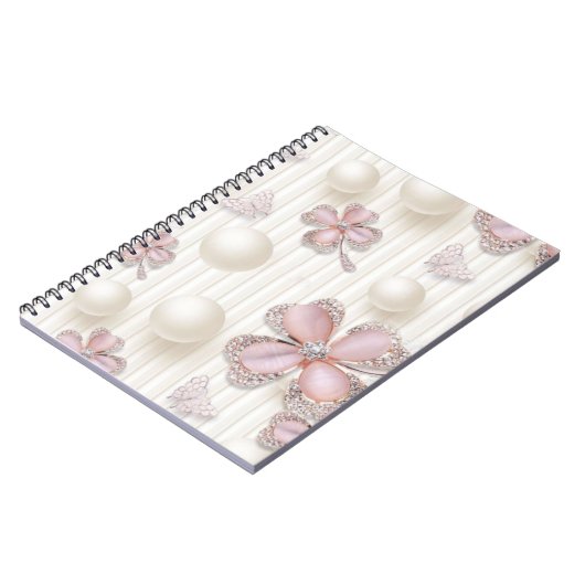 Roze diamant 4-blad klaver notitieboek (Linkerzijde)