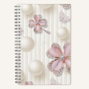 Roze diamant 4-blad klaver notitieboek