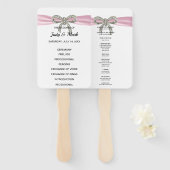 Roze Diamant Bow Trouwprogramma Handwaaier (Voorkant en achterkant)